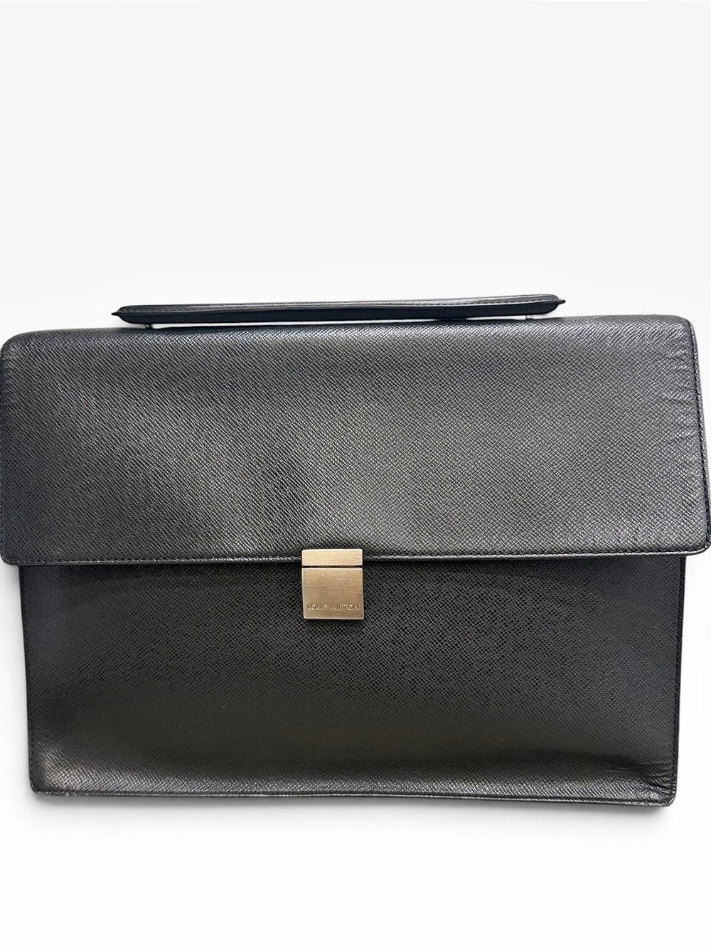 LOUIS VUITTON Black Taiga Leather Porte-Document Angara Briefcase Bag